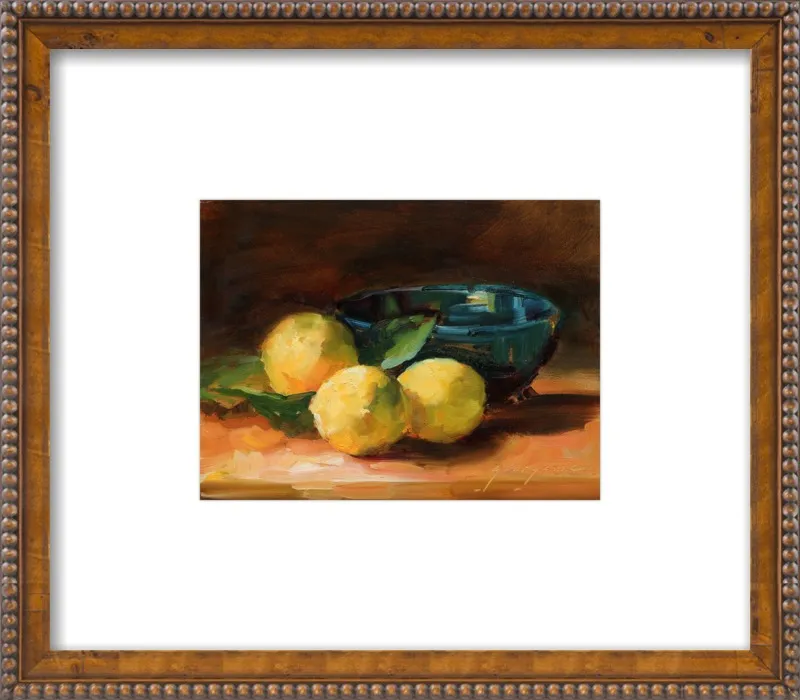 Lemons and Blue Bowl by Georgesse Gomez for Artfully Walls