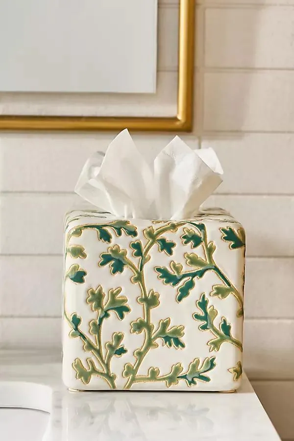 Hand-Painted Ceramic Tissue Box