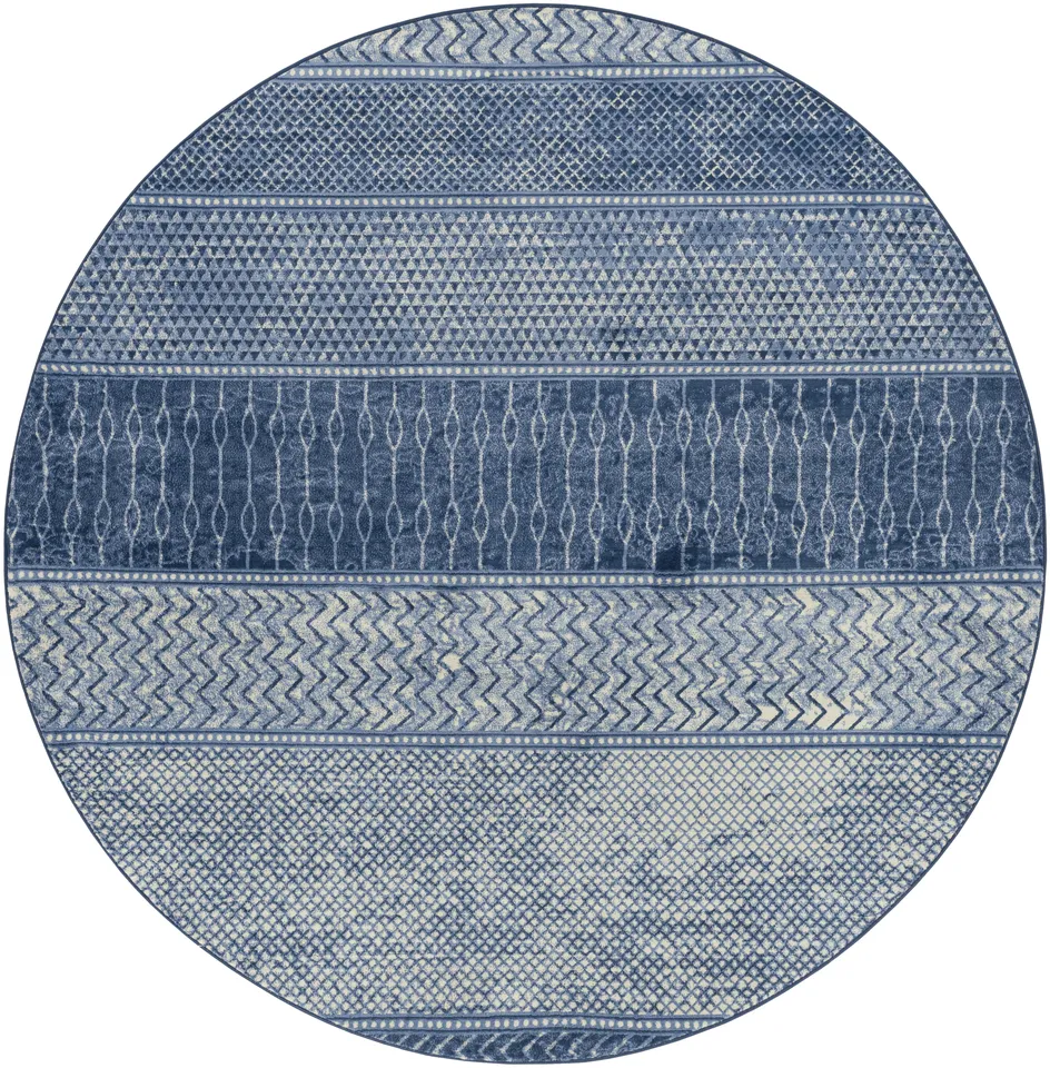Monaco Blue Indoor 7'10" x 7'10" Machine Woven Rug