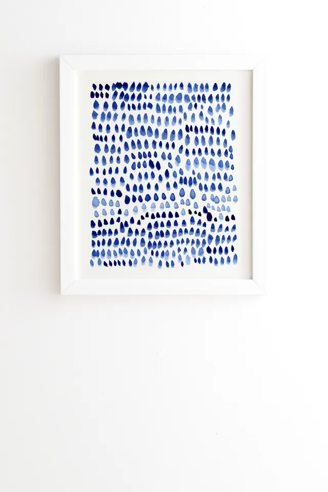 Painted Dots Blue by Iris Lehnhardt - Framed Wall Art Basic White 12" x 12"