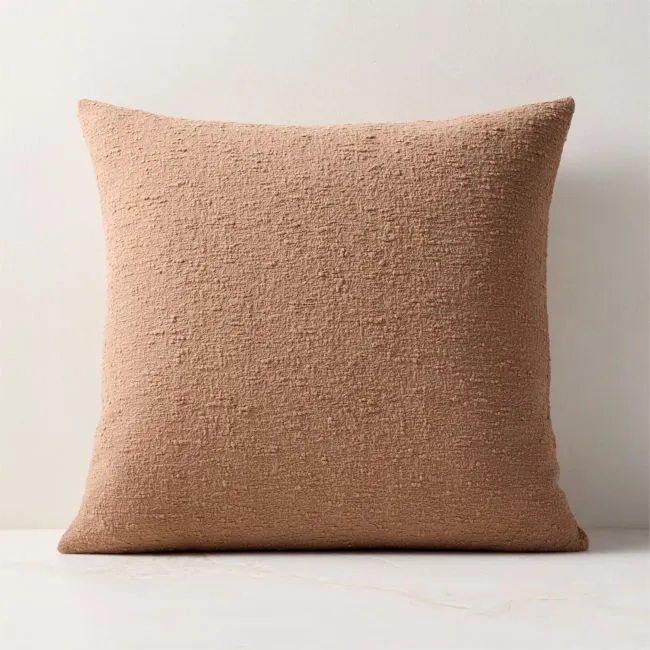 Cocoa Brown Boucle Throw Pillow With Down-Alternative Insert 20"x20"