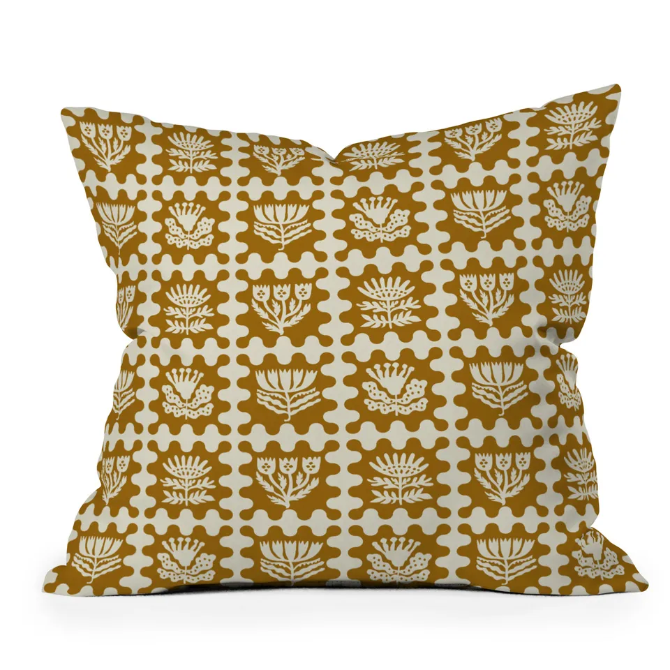 Folkflower Marigold by Holli Zollinger - Indoor Throw Pillow 26" x 26" Cover Only