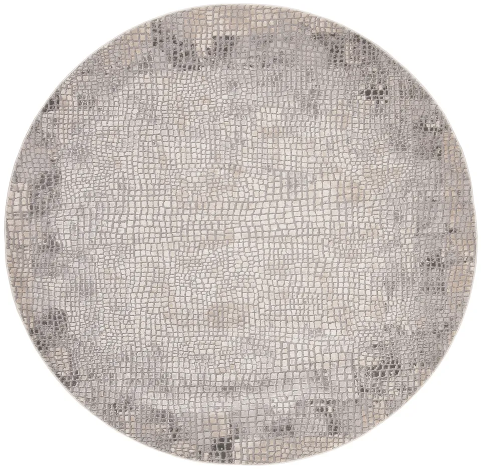 Arlo Home Woven Area Rug, MDW184E, Taupe/Grey,  6' 7" X 6' 7" Round