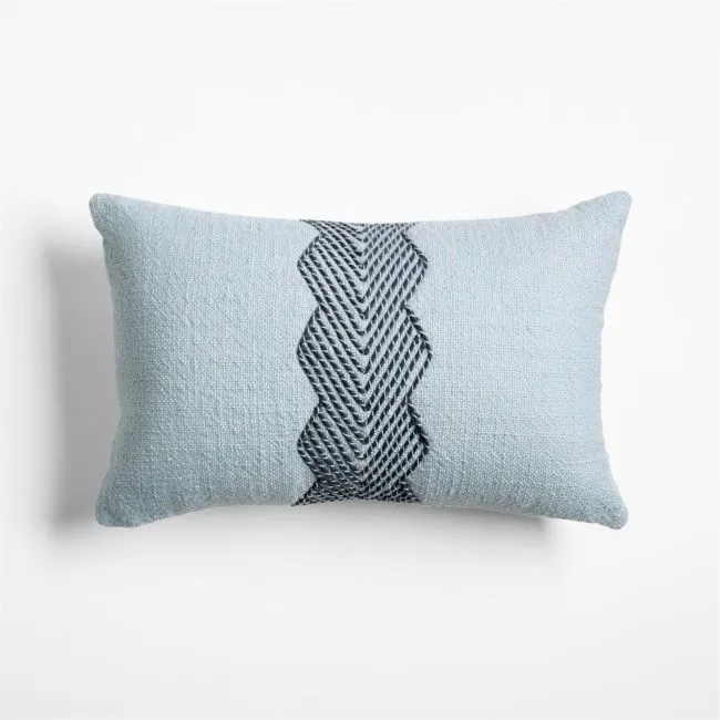 Kirra Embroidered 24"x16" Pale Blue Indoor/Outdoor Throw Pillow