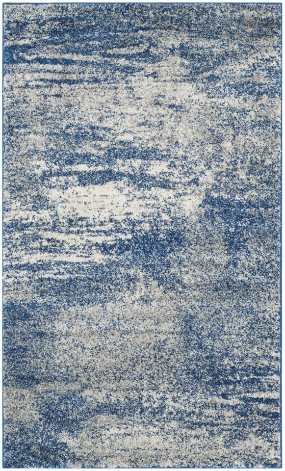 Arlo Home Woven Area Rug, EVK272A, Navy/Ivory,  3' X 5'