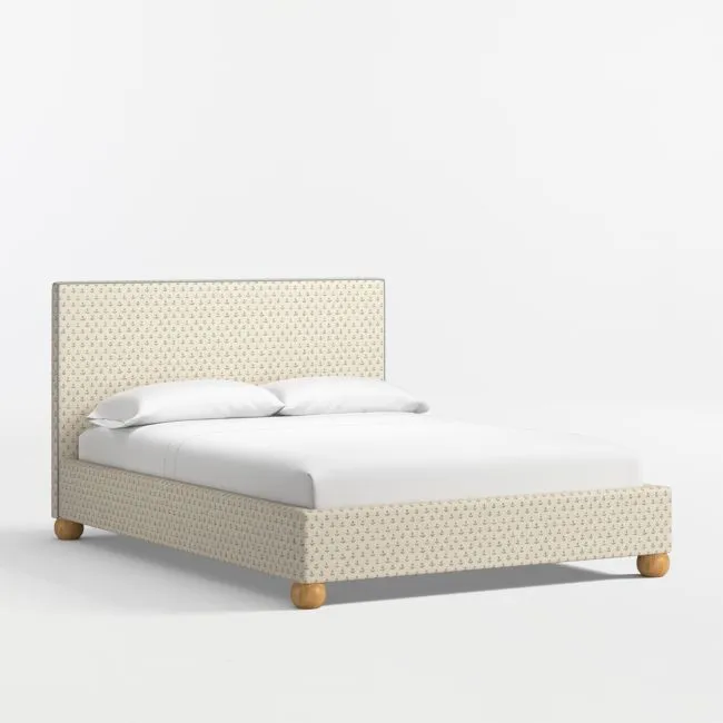 Avery Blue Floral Upholstered Kids Full Bed