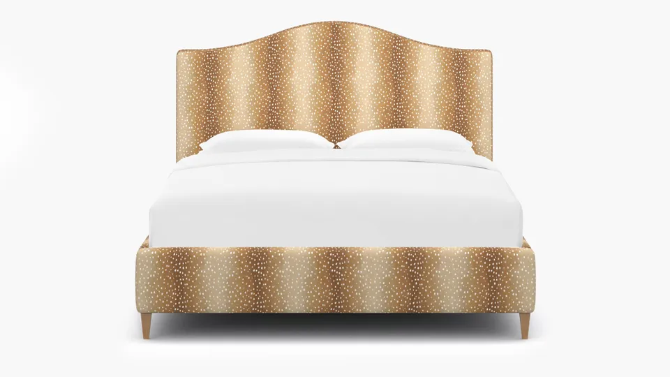 Camelback Bed, Faline, Natural Square Tapered Leg, Queen
