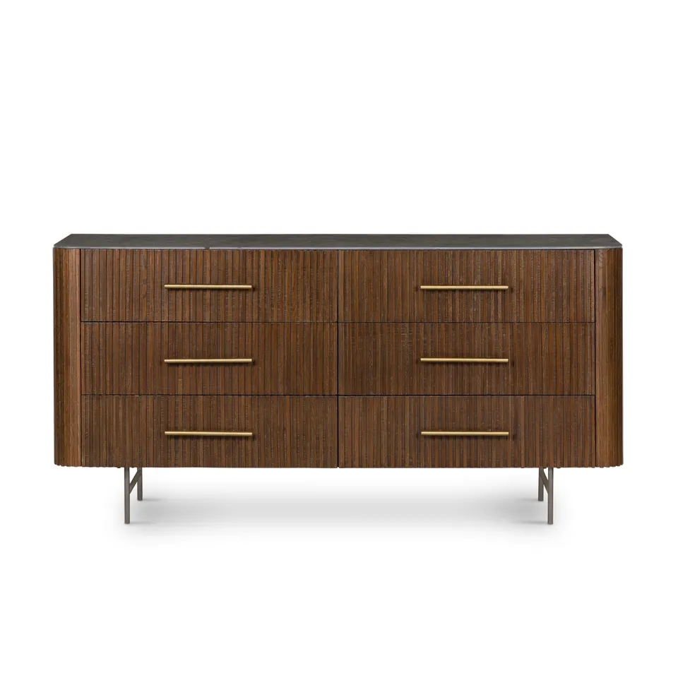 Fletcher 6 Drawer Dresser - Terra Brown Oak Veneer