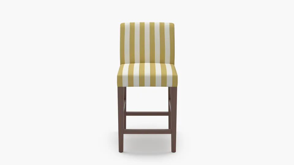 Signature Dining Counter Stool, Citrine Cabana Stripe, Walnut Square Tapered Leg