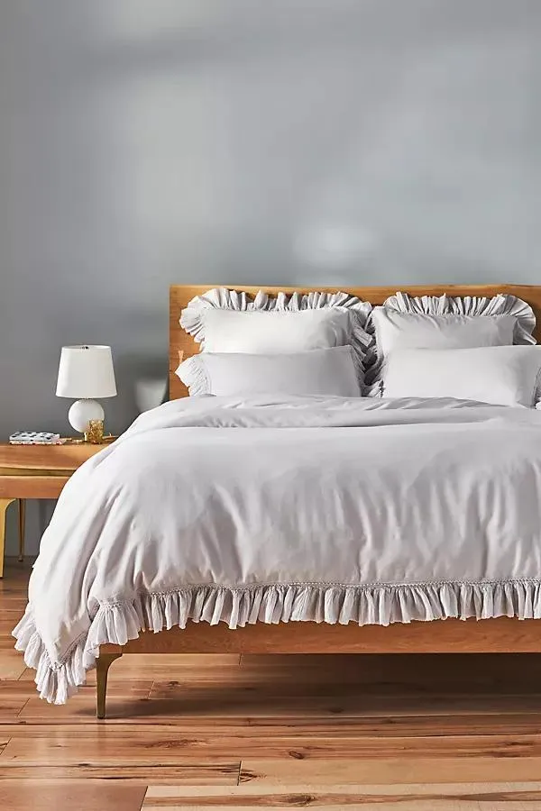 100% Organic Cotton Spa Sateen Ruffled Duvet Cover
