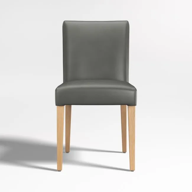 Lowe Smoke Grey Leather Dining Chair with Natural Wood Legs