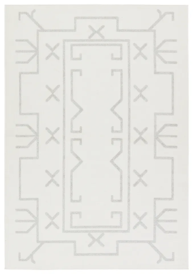 Vibe by Kasinda Indoor/Outdoor Tribal Cream/Gray Area Rug (6'7"X9'6")