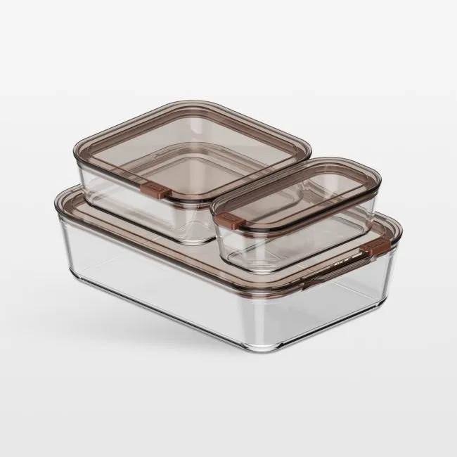 cliik Stack Large Brown Glass Food Storage Containers Family Set