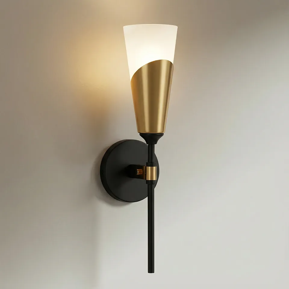 Possini Euro Adare 18" High Gold and Black Metal Bathroom Wall Sconce
