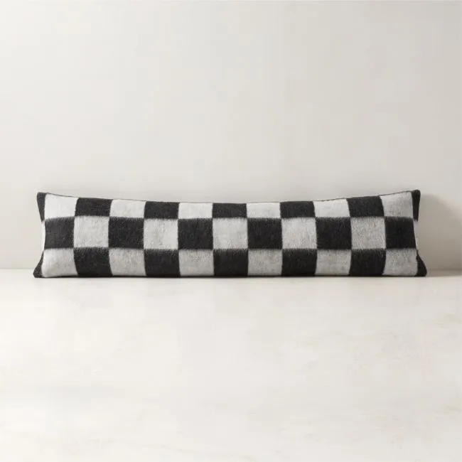Crosby Black and Ivory Alpaca Lumbar Pillow Cover 48"x12" by Blacksaw