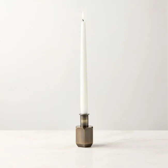 Celestine Blackened Brass Taper Candle Holder 4" by goop