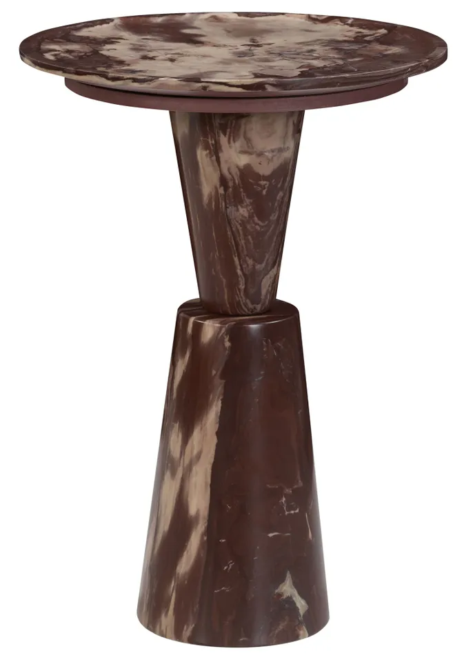 Safavieh Couture Tatyanna Round Marble Accent Table, Maroon