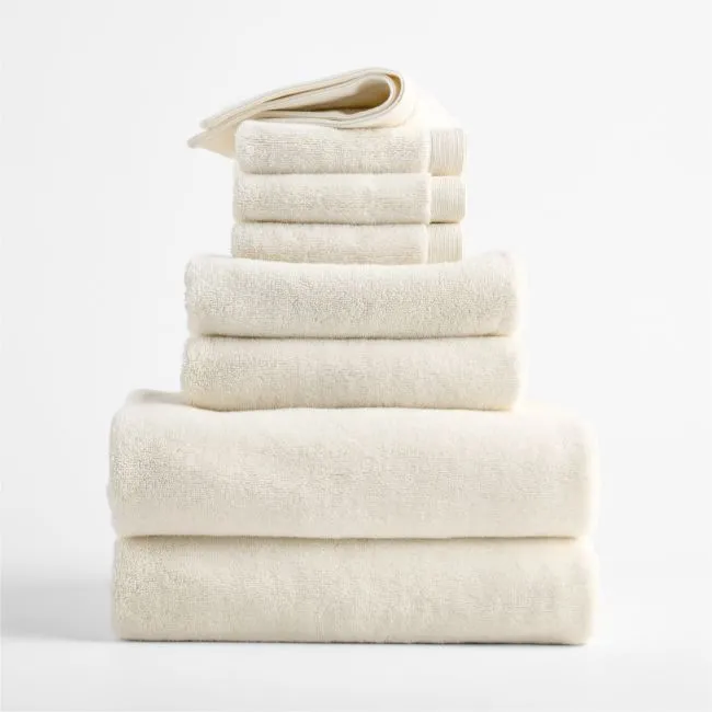 Luxe Plush Organic Turkish Cotton Ivory Bath Towels, Set of 8