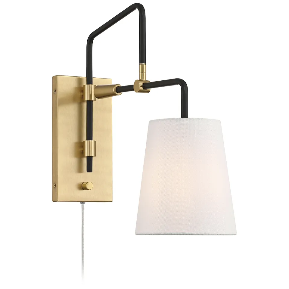 Possini Euro Azune 17"H Antique Brass Swing Arm Plug-In Wall Lamp