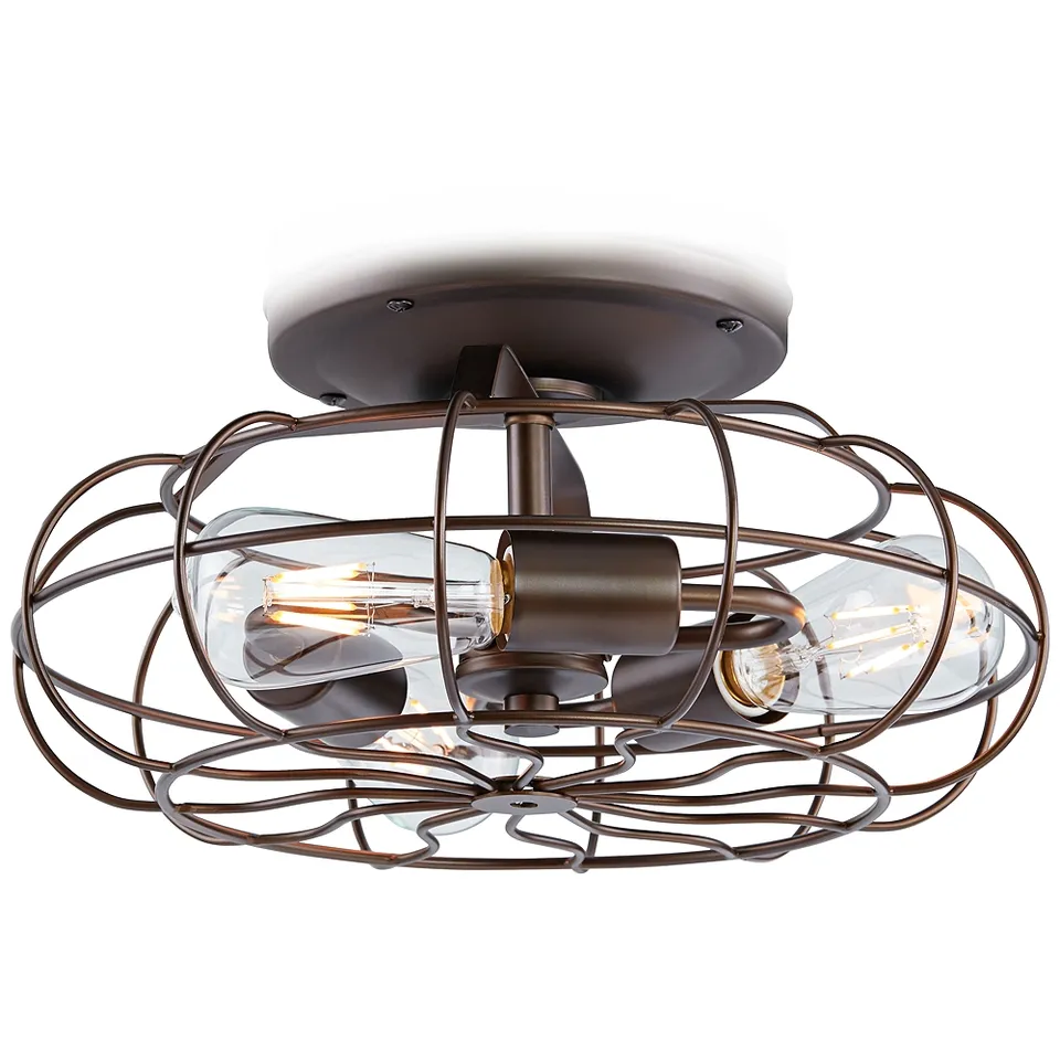 Rubbed Bronze Vintage Cage LED Ceiling Fan Light Kit