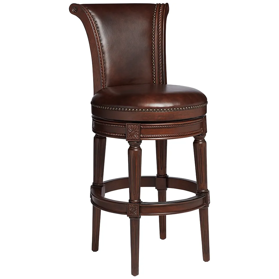 55 Downing Street Addison 30" Mocha Leather Swivel Bar Stool