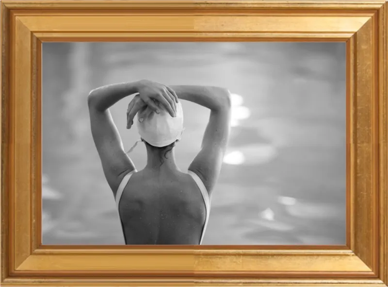 Woman Swimmer in a White Cap by Lucy Snowe for Artfully Walls