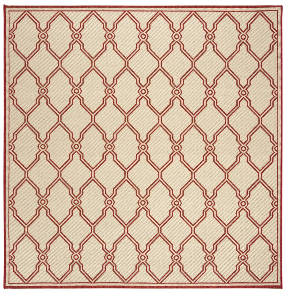 Arlo Home Indoor/Outdoor Woven Area Rug, LND124Q, Red/Cream,  6' 7" X 6' 7" Square