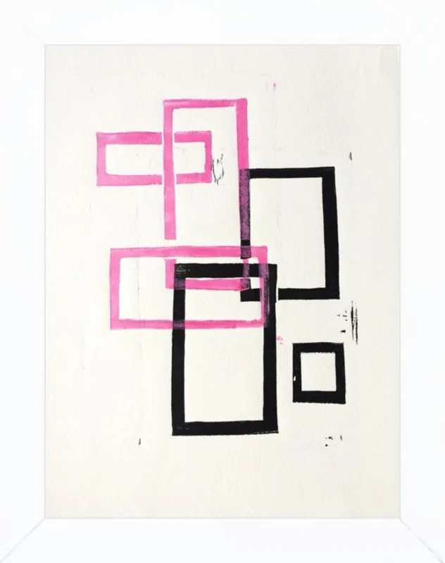 Pink and Black Geometric Squares x2 by Stacy Rajab for Artfully Walls