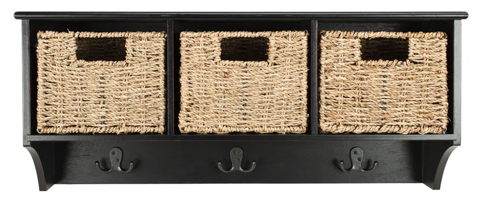 Finley Hanging 3 Basket Wall Rack - Black