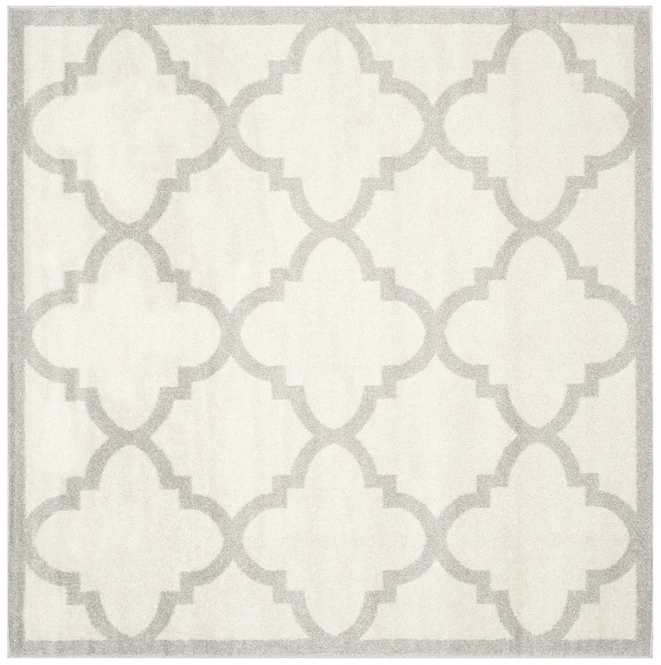 Arlo Home Indoor/Outdoor Woven Area Rug, AMT423E, Beige/Light Grey,  5' X 5' Square