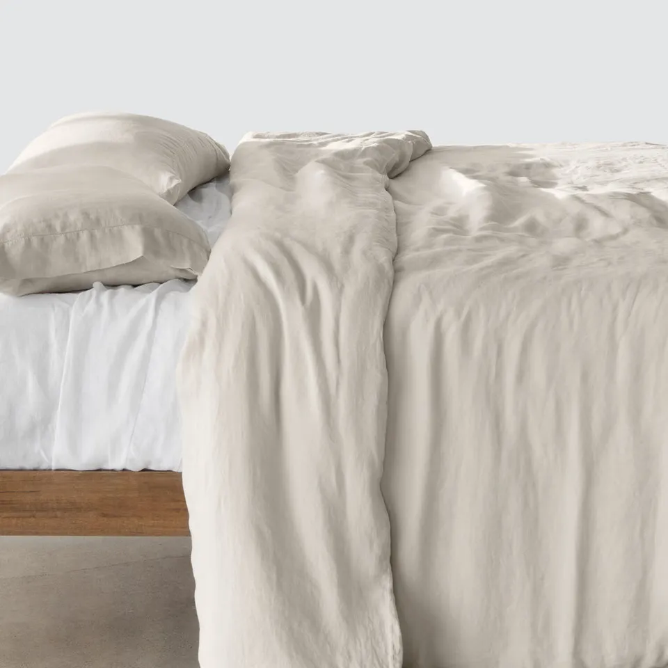 The Citizenry Stonewashed Linen Duvet Cover | Full/Queen | Duvet Only | Solid Sand