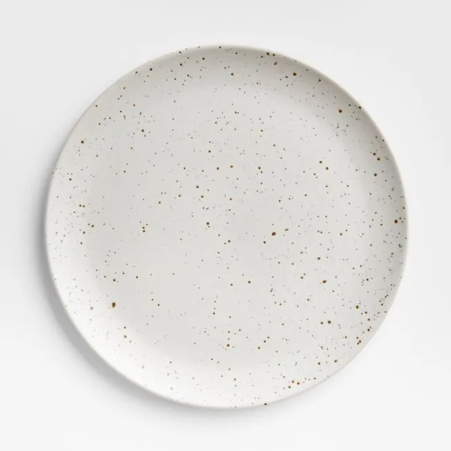 Craft Speckled White Stoneware Flat Dinner Plate