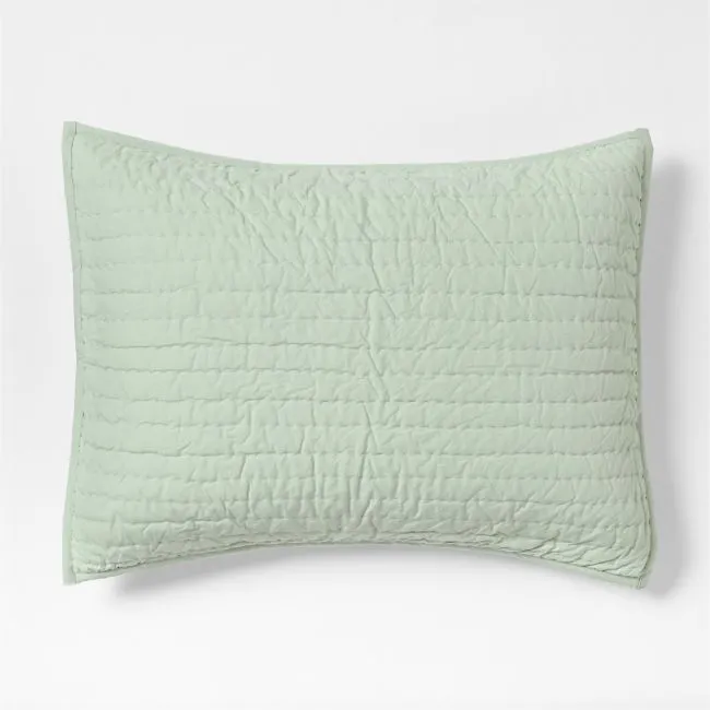 Cozy Cloud Muted Teal Washed Organic Cotton Kids Quilted Pillow Sham