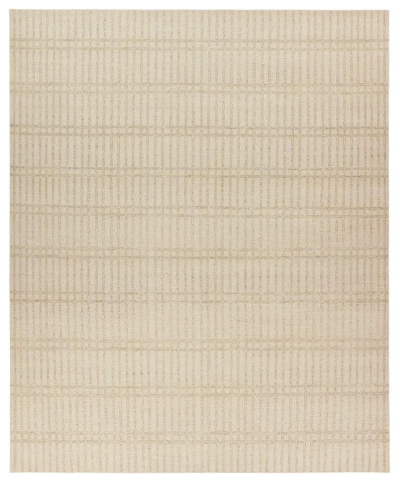 Skyline Hand Knotted Striped Cream/Light Green Area Rug (6'X9')