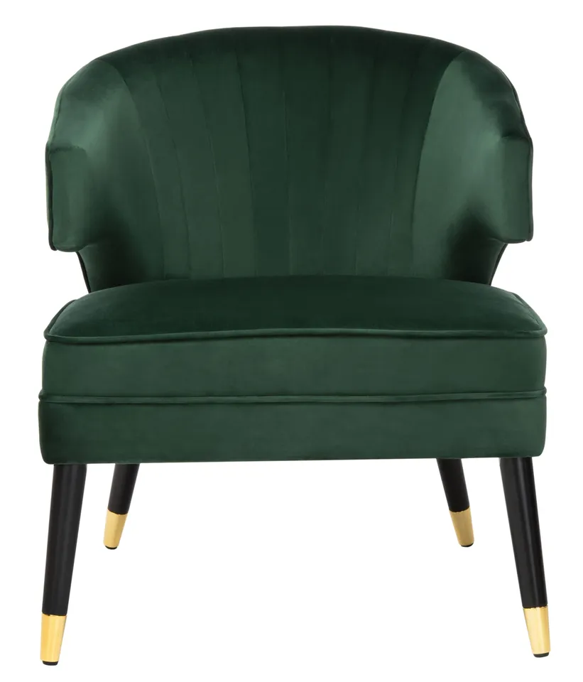 Stazia Wingback Accent Chair - Forest Green / Black