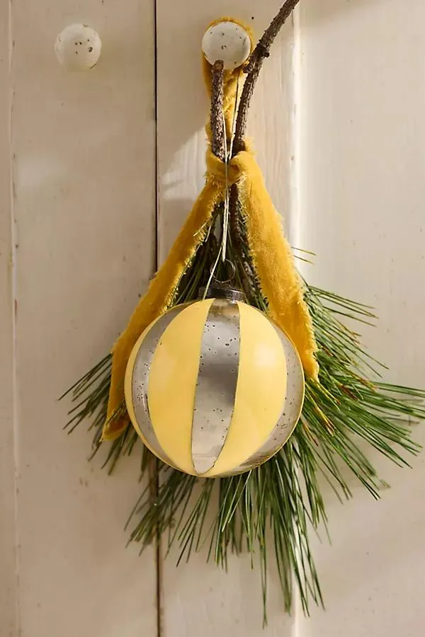 Mirrored Stripe Glass Globe Ornament