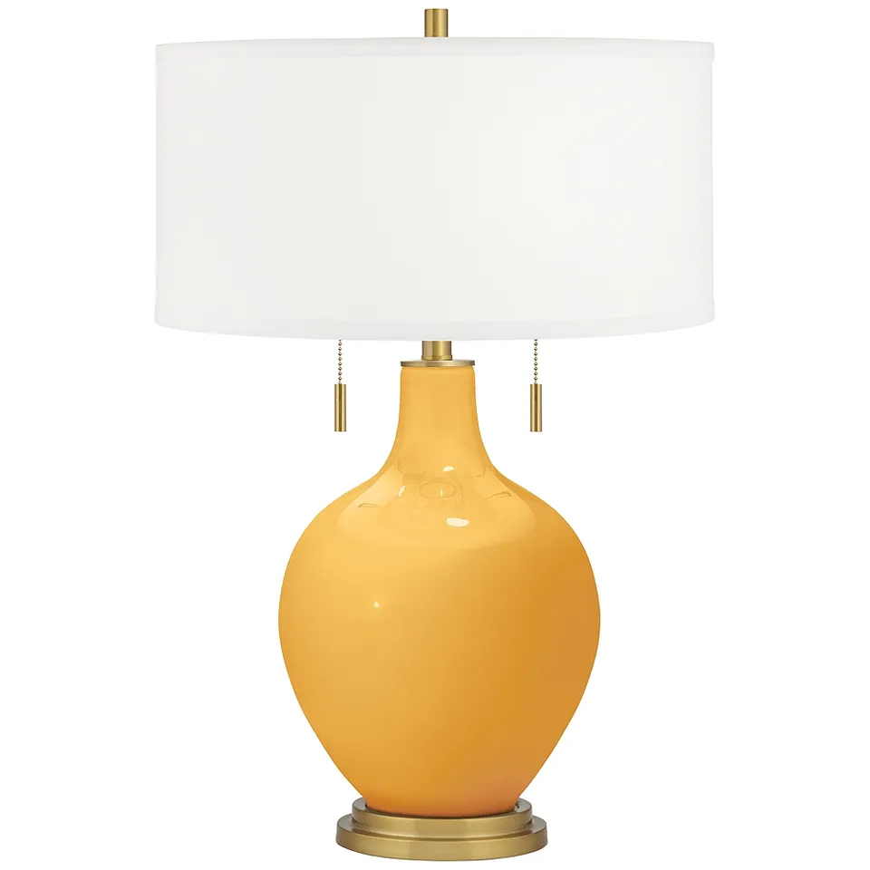 Color Plus Toby Brass 28" High Marigold Yellow Table Lamp