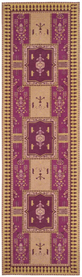 Arlo Home Woven Area Rug, CLV512E, Fuchsia/Gold,  2' 3" X 8'