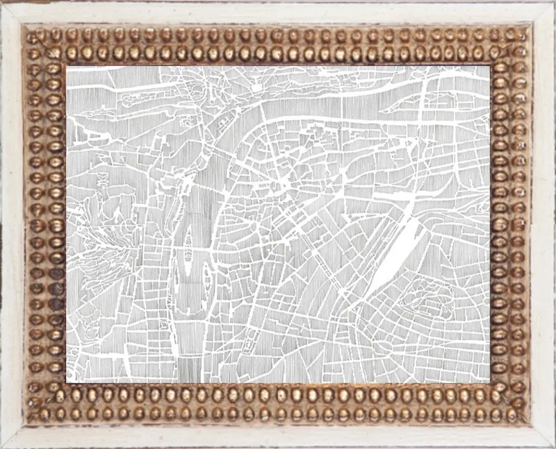 Prague Ink Map by Karen O'Leary for Artfully Walls
