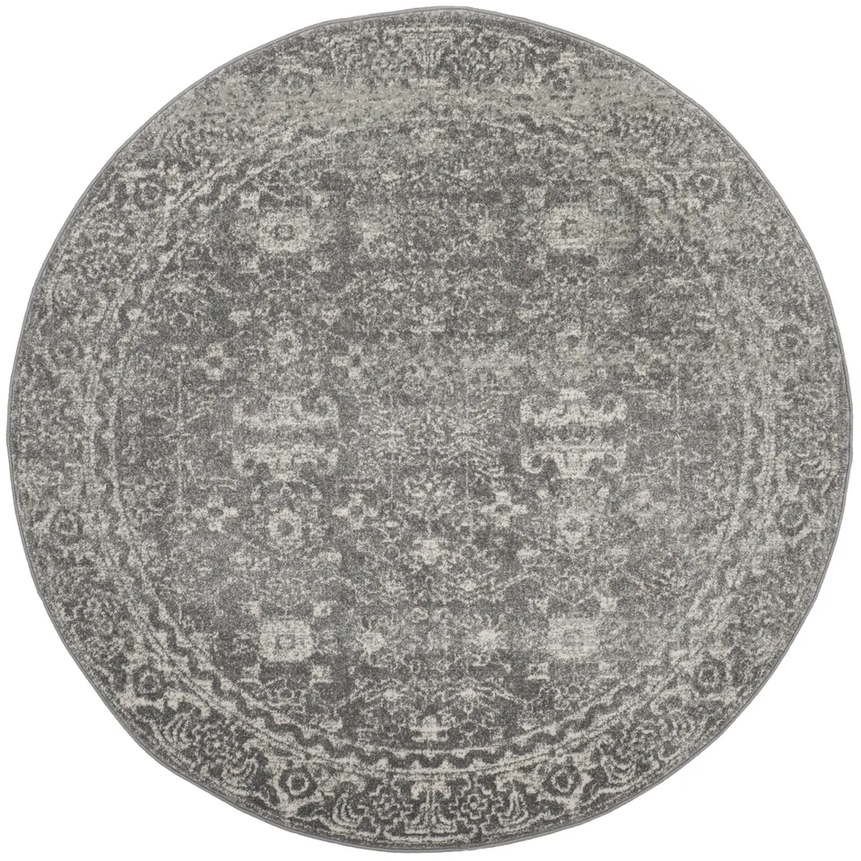Arlo Home Woven Area Rug, EVK270S, Grey/Ivory,  5' 1" X 5' 1" Round