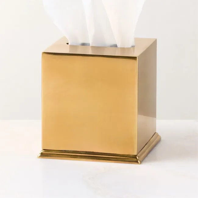 Roland Aged Brass Tissue Box Cover