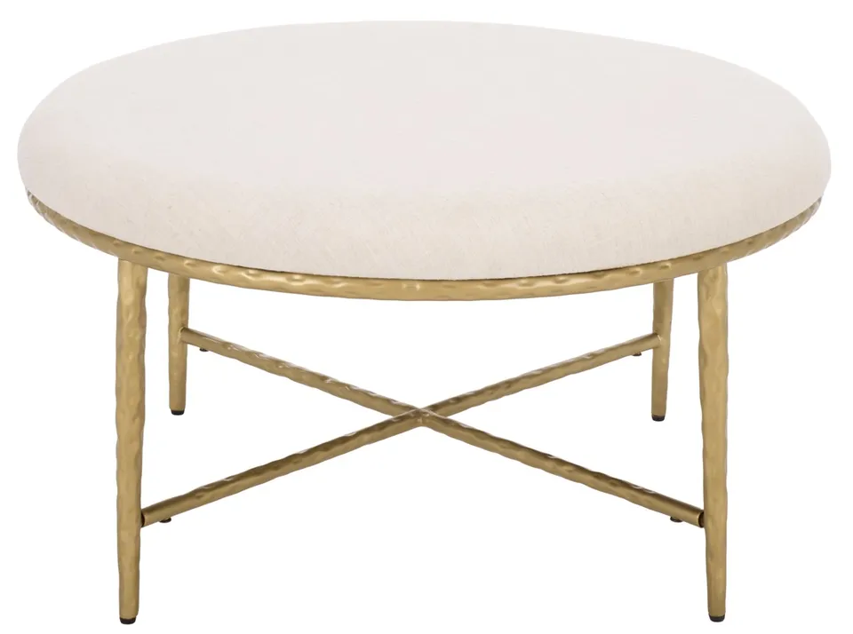 Bogdana Round Ottoman - Cream / Gold