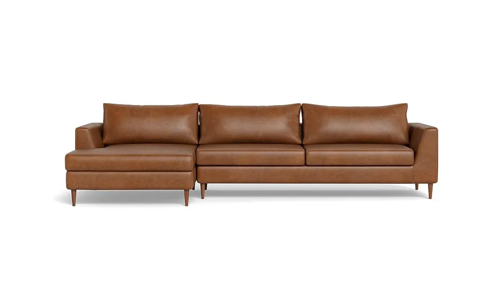 Asher Leather 3-Seat Left Chaise Sectional
