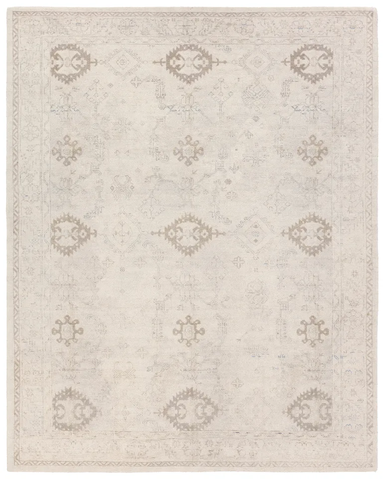 Saffron CSN04 Handmade Medallion Beige and Taupe Area Rug (8'6"X11'6")