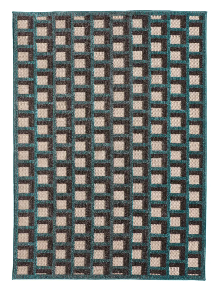 Aveline ALI07 Geometric Blue Area Rug (18" Swatch)