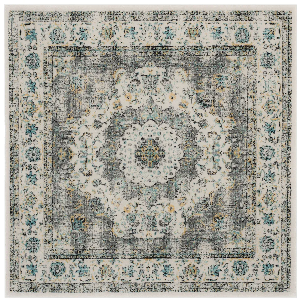 Arlo Home Woven Area Rug, EVK220B, Grey/Gold,  6' 7" X 6' 7" Square