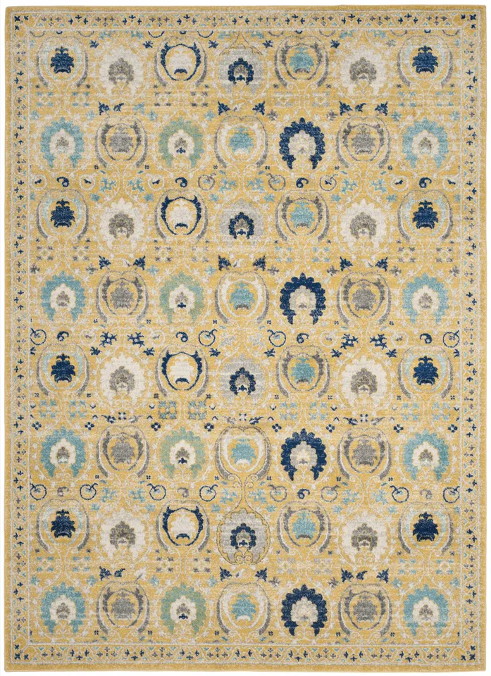 Arlo Home Woven Area Rug, EVK251B, Gold/Ivory,  6' 7" X 9'