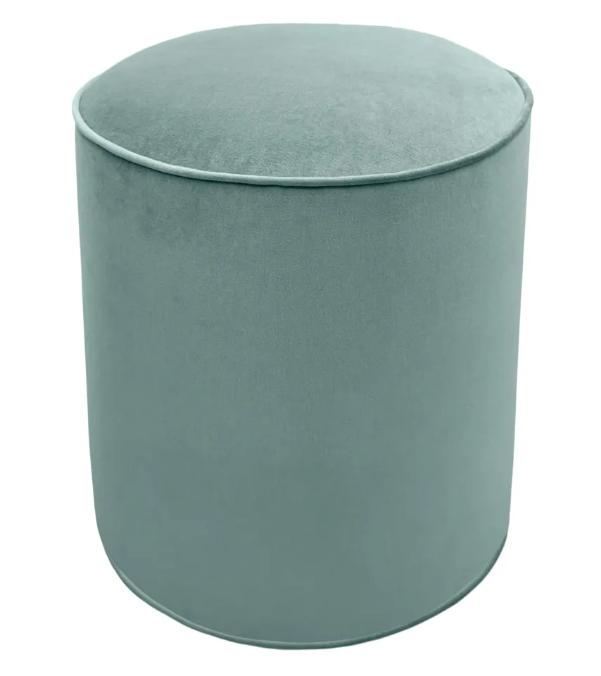 THE TIGHT ROUND OTTOMAN :: SOCIETY VELVET - 17" Diameter X 19" Height Without Bullion / Eucalyptus