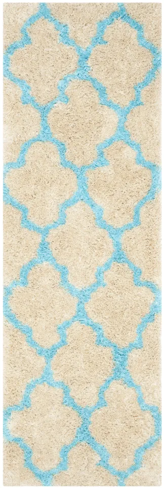 Arlo Home Hand Tufted Area Rug, BSG319K, Cream/Blue,  2' 3" X 7'