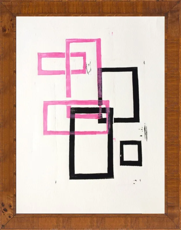Pink and Black Geometric Squares x2 by Stacy Rajab for Artfully Walls